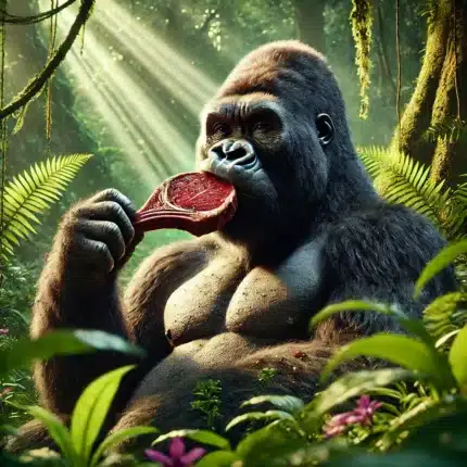 Kornfodret gorilla ribeye steak – rå 450 g bøf med flot marmorering