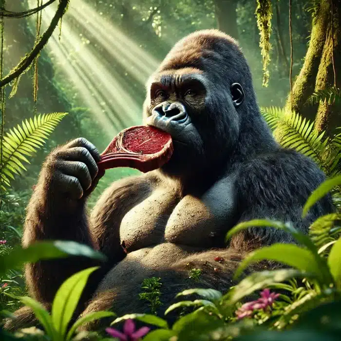 Kornfodret gorilla ribeye steak – rå 450 g bøf med flot marmorering